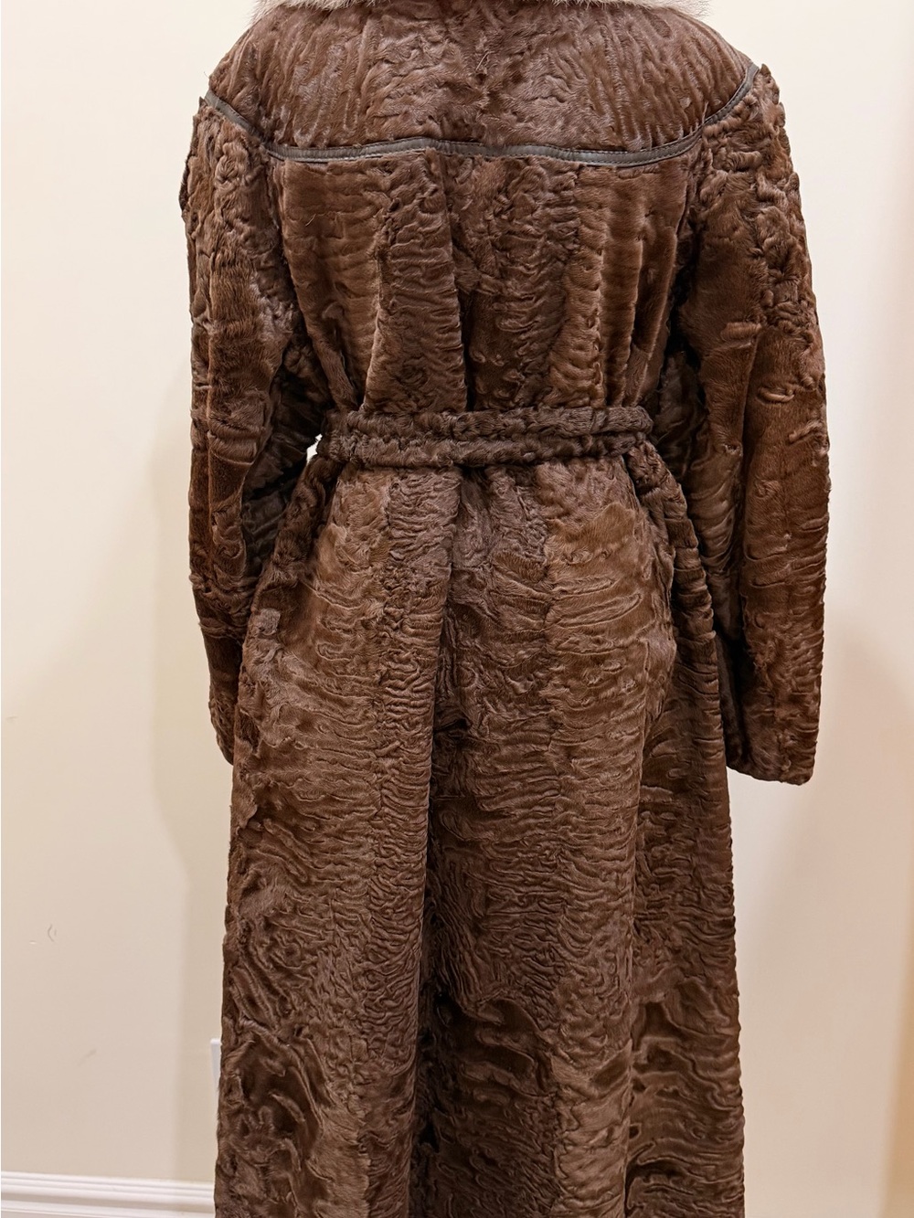 Women's Chocolate Brown Faux Fur Belted Trench Coat